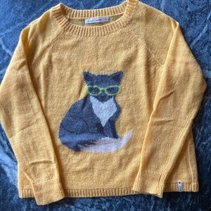 Woolrich Womens Wool Blend Fox Sweater Size M Yellow Pull Over Round Neck Knit